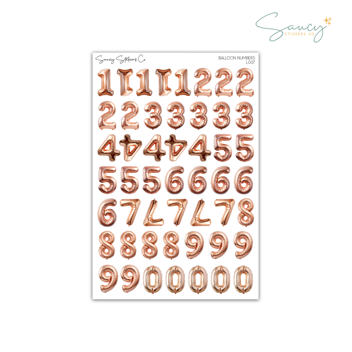 Balloon Numbers • Journaling Stickers