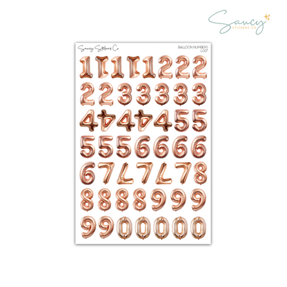 Balloon Numbers • Journaling Stickers