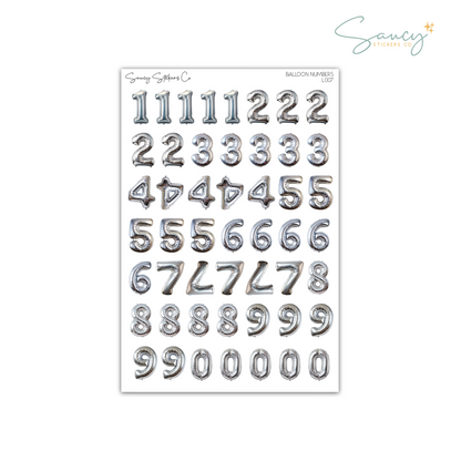 Balloon Numbers • Journaling Stickers