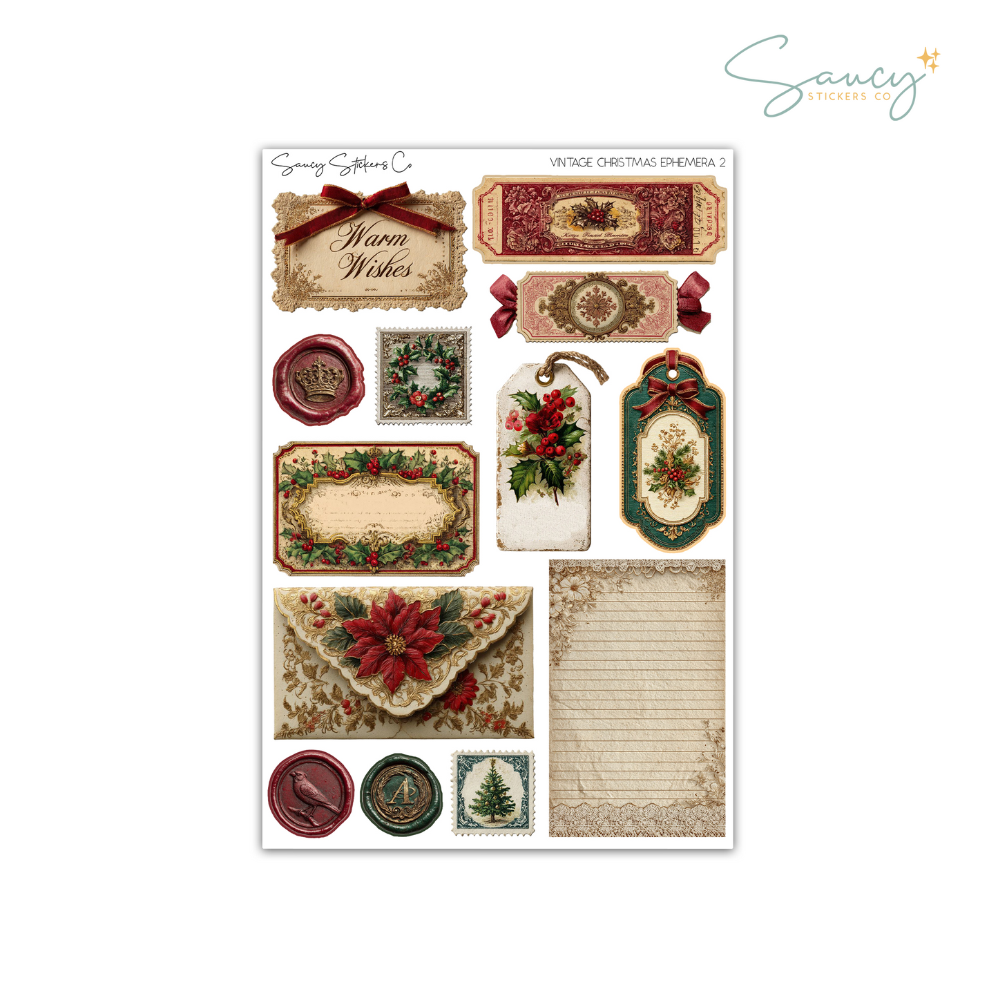 Vintage Christmas Ephemera • Journaling Stickers