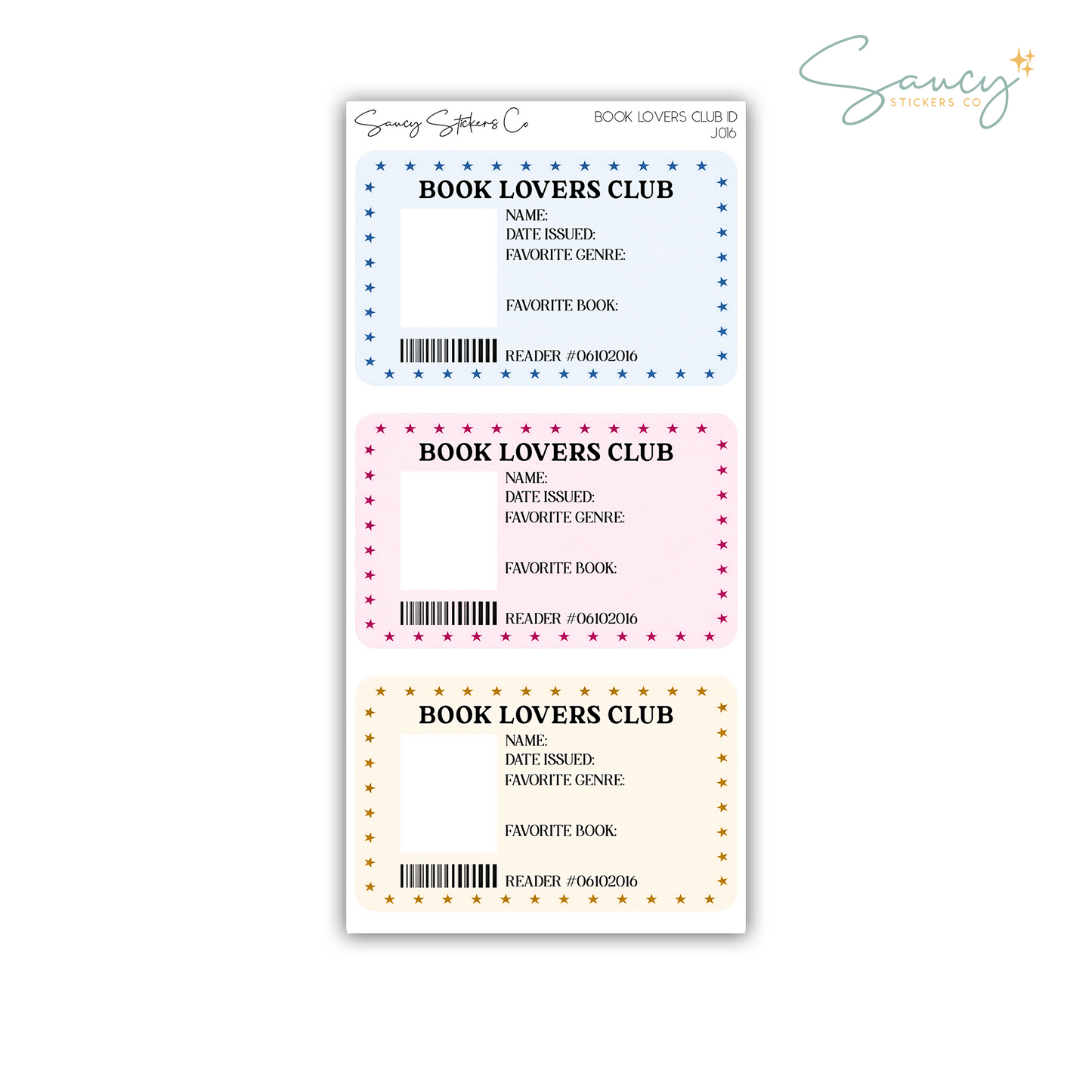 Book Lovers Club ID • Journaling Stickers