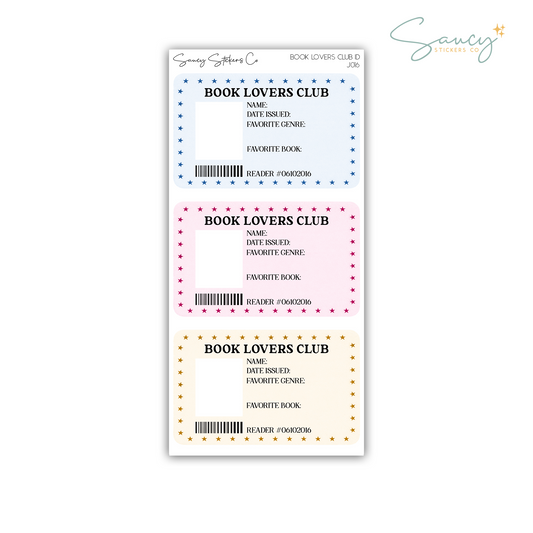 Book Lovers Club ID • Journaling Stickers