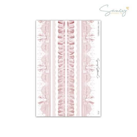 Pink Lace Trim Borders • Journaling Stickers