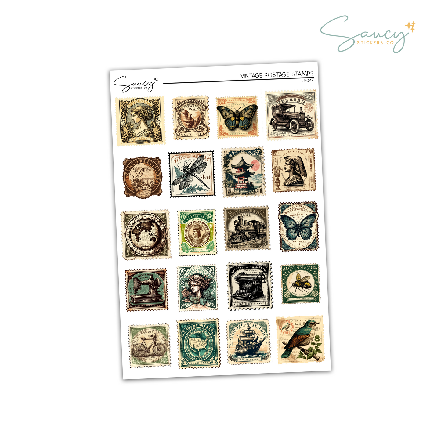 Vintage Postage Stamps | Journaling Stickers