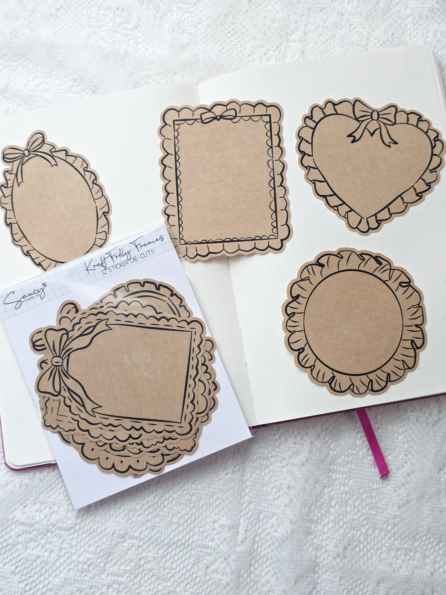 Kraft Frilly Frames • Sticker Die Cuts