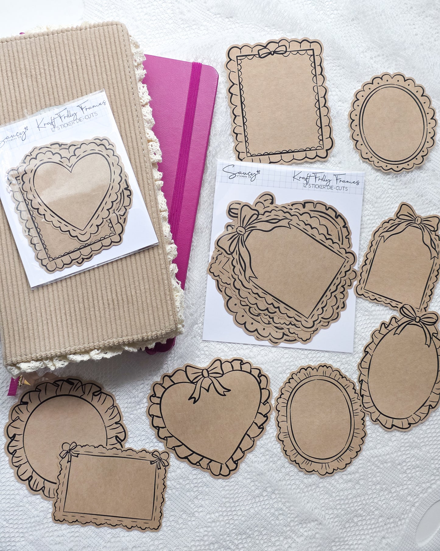 Kraft Frilly Frames • Sticker Die Cuts