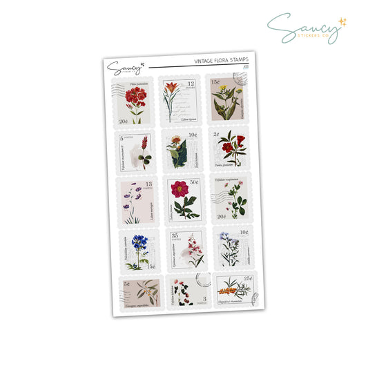 Vintage Flora Stamps | Journaling Stickers