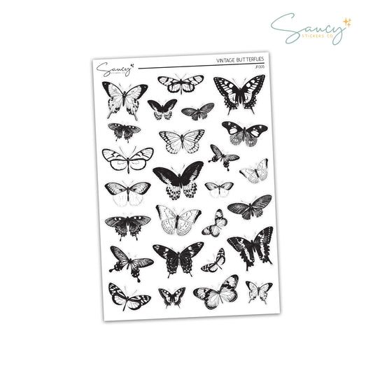Vintage Butterflies | Journaling Stickers