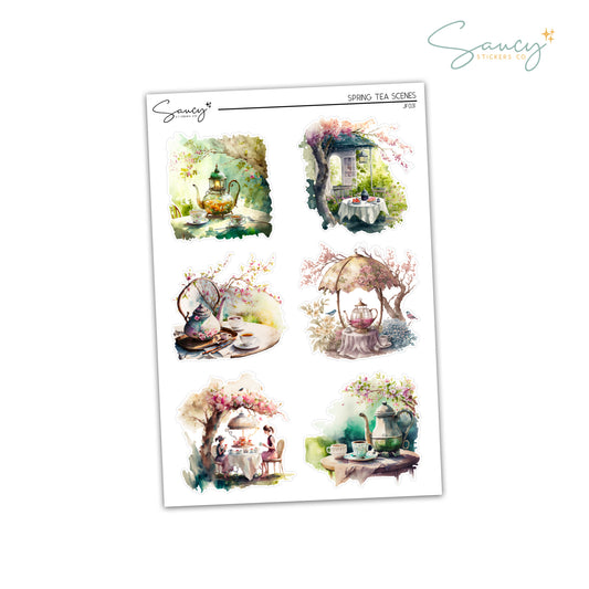 Spring Tea Scenes | Journaling Stickers
